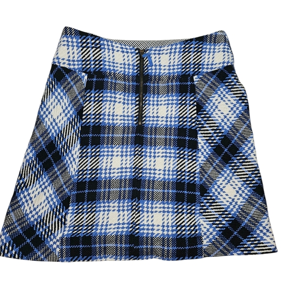 Maeve Anthropologie Blue Plaid Mini Skirt In 12 - Picture 4 of 8